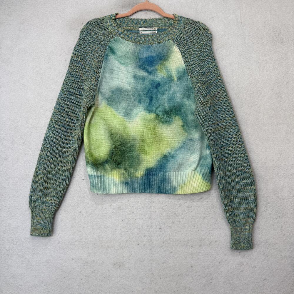 Anthropologie Sweater Womens XS Multicolor Watercolor Front Raglan Knit Pullover